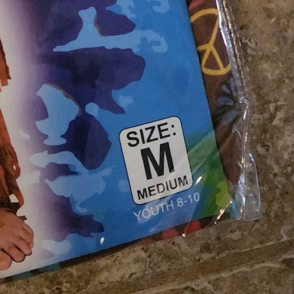 Hippie costume size youth med new in package - Picture 3 of 5